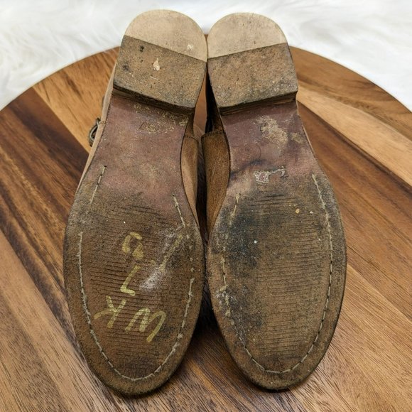 Free People Braeburn Ankle Boot 37 7 Brown Leather Double Side Buckle Distressed - Picture 11 of 14